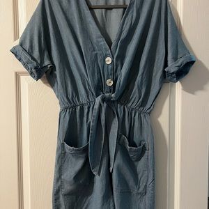 Denim Zara jumpsuit.